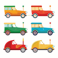 Naklejka premium Six classic handcar transport isolated on white background