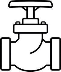 Industrial valve illustration in simple line art style  