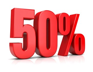 Fifty Percent Off Sale Red 3D Discount Offer Promotion