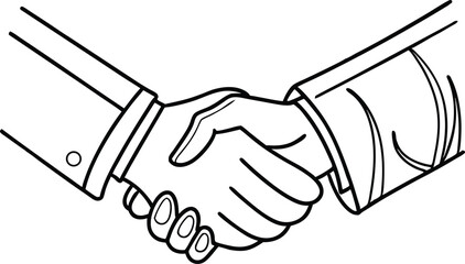 Two hands clasping together in a firm handshake representing business partnership and agreement concept in black and white