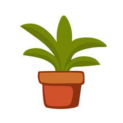 fresh green plants in clay pots. Isolated on white