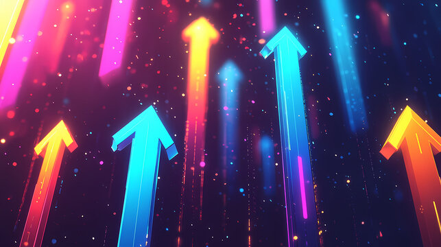 vibrant neon upwards arrows