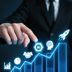 Growth AI Business Strategy Concept Increase Sales Performance