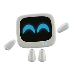Cute robot 3D character with a say hi gesture. 3D render.