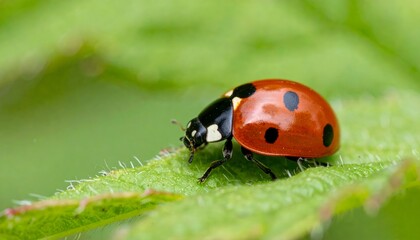 Naklejka premium Closeup of vibrant red ladybird beetles in their natural habitat