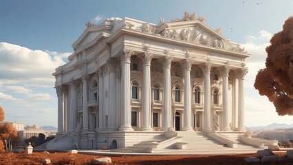 Obraz premium Future of Sustainability: Parametric Green Building and Garden Concept