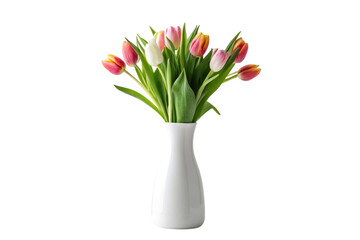 bouquet of red tulips in vase