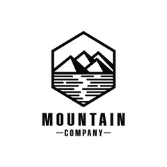 mountain outdoor logo design concept badge