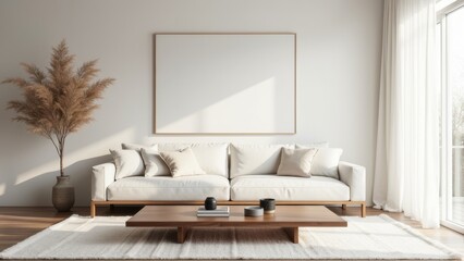 Fototapeta premium Modern minimalist living room illustration