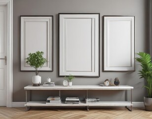 Blank photo frames, contemporary interior mockup,  gallery wall,  mockup,  stylish