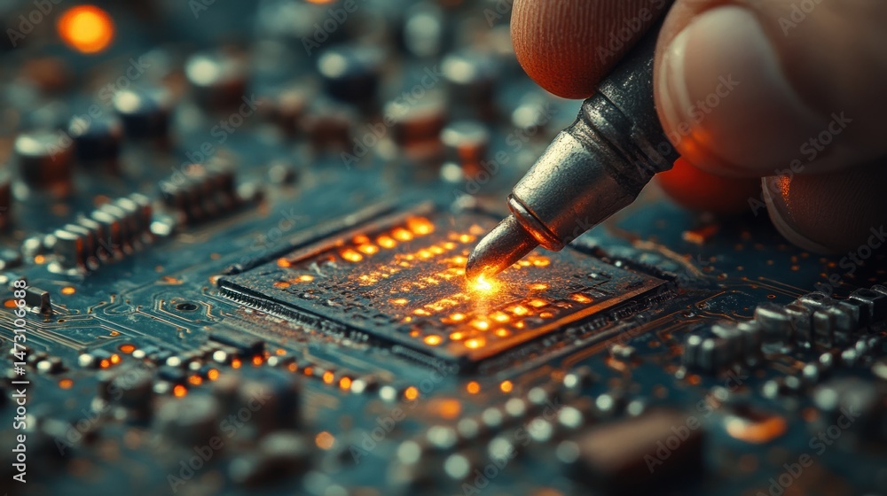 Poster high-tech soldering: precision and innovation in microcircuitry