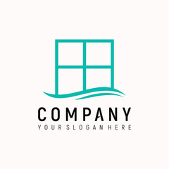 beach window concept logo design vector template