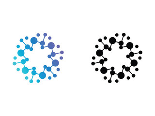 biotech atom, molecule symbol icon design vector isolated transparent background