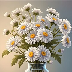 Fototapeta premium A vector of aster flowers in a vase