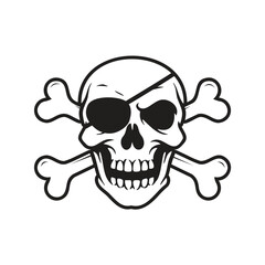 pirate skull black white design