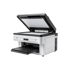 Understanding the features of a modern office printer scanner copier machine on transparent background