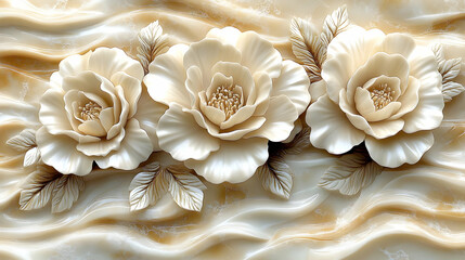 Ornate cream flowers decorative design