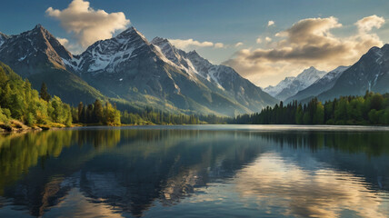 Beautiful summer landscape with a river and a tree in the foreground