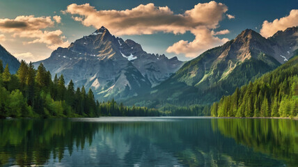 Beautiful summer landscape with a river and a tree in the foreground