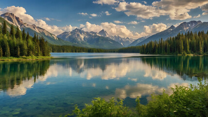 Fototapeta premium Beautiful summer landscape with a river and a tree in the foreground