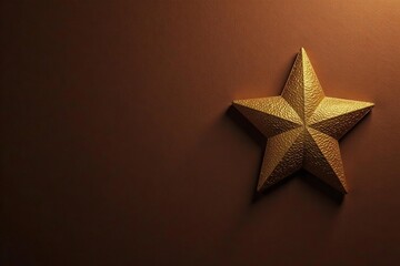 Obraz premium Single gold star on brown background, simple, elegant design , texture background, brown, success