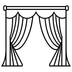 Curtain line art on white background.