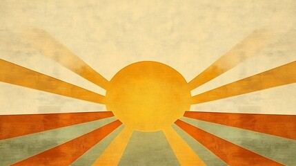 Retro Sun Rays Background Design with Earth Tones and Vintage Texture
