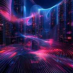 Fototapeta premium Quantum Computing (Technology) Offers unparalleled computational power for solving complex problems in cryptography, material science, and medical research, far beyond traditional computing