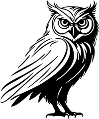 owl silhouette vector illustration white background