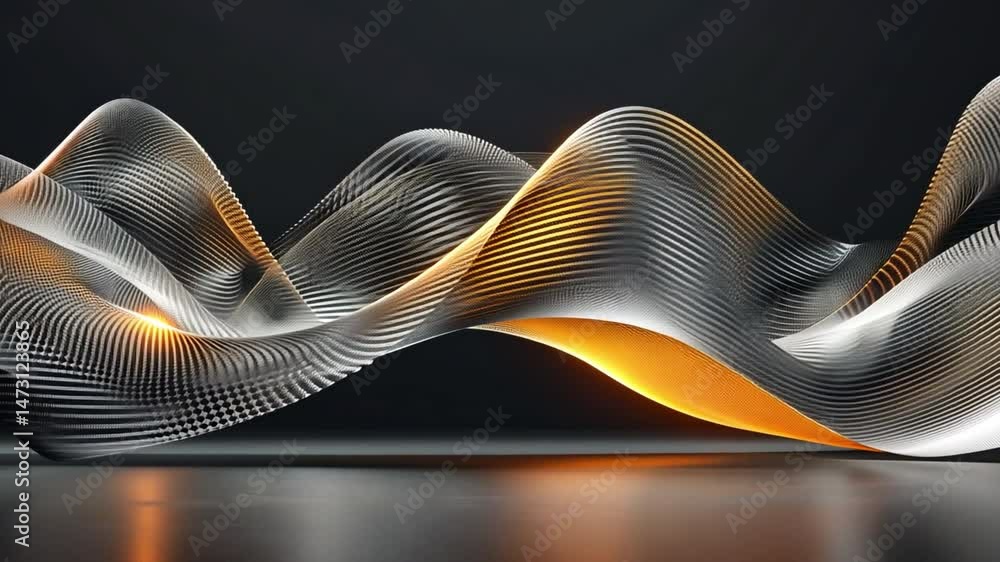 Poster dynamic abstract design of flowing waves in light and shadow mesmerizing visual experience with silv