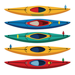 Fototapeta premium Six classic kayak transport isolated on white background