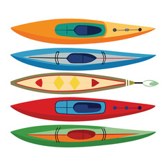 Fototapeta premium Six classic kayak transport isolated on white background