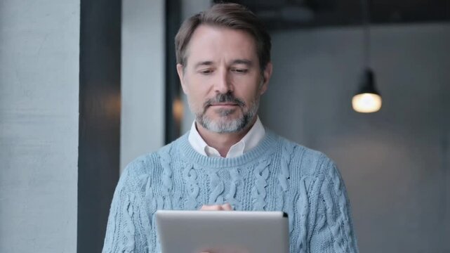 Handsome businessman using a tablet
