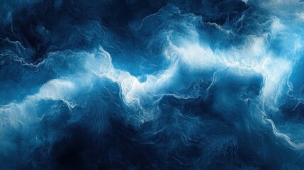 Abstract swirling deep blues and whites