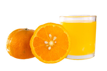 fresh orange fruit with fresh orange fruit isolated on white