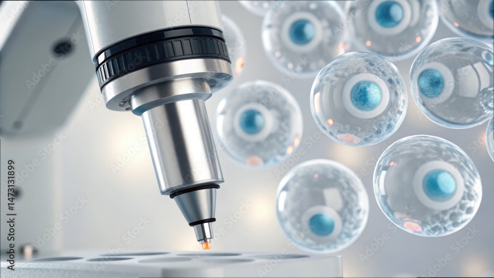 Poster Advanced Lab Tool Hovering Above Stem Cell Array in Gigapixel Quality