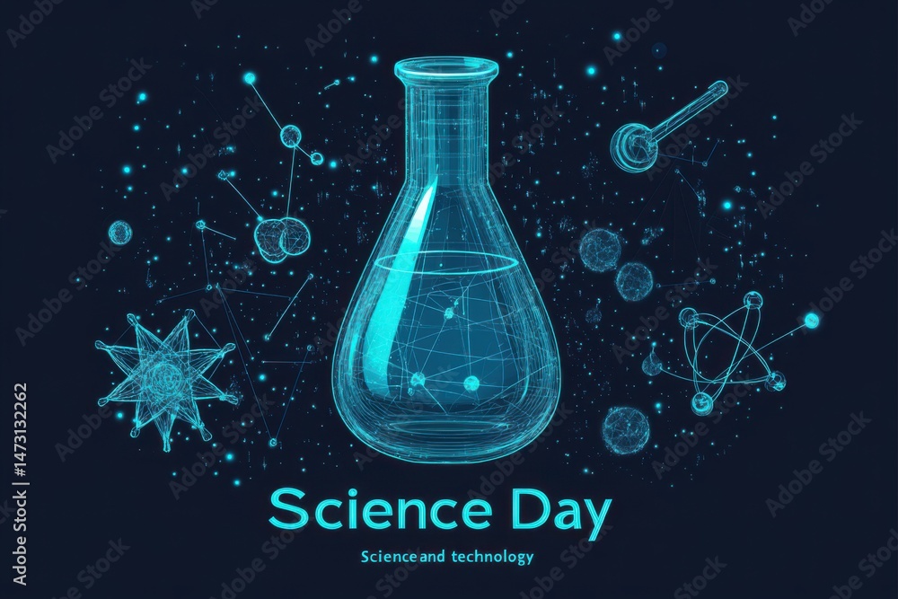 Poster a high-tech laboratory setting with futuristic equipment including computers, data screens, and adva