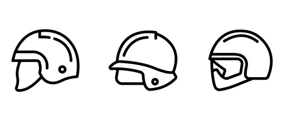 helmet outline or line icon design bundle.