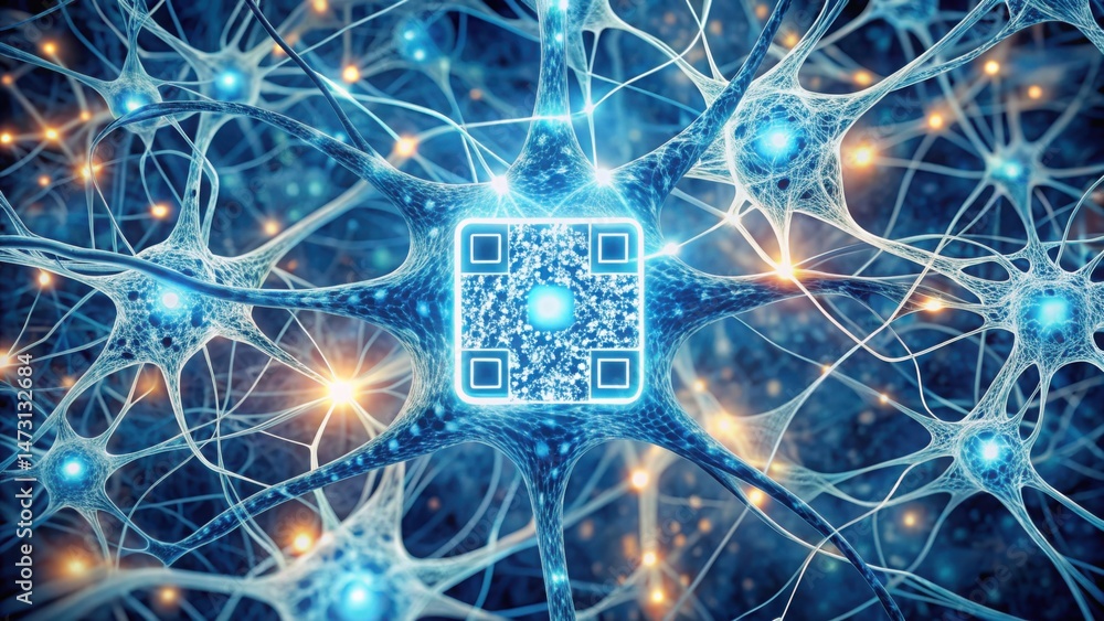 Aufkleber Scientific Visualization of Neurons with QR Code Integration