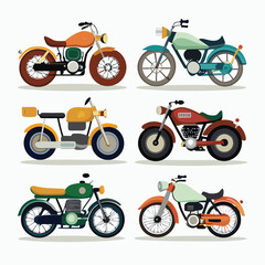 Set of  motorcycle transport isolated on white background