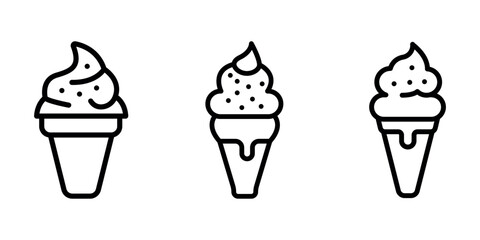 ice-cream outline or line icon design bundle.