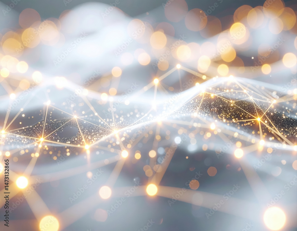 Poster digital abstract background with glowing network nodes