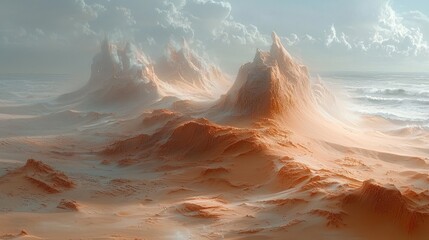 Stunning digital rendering of a mountainous landscape.
