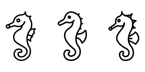 Fototapeta premium seahorse outline or line icon design bundle.