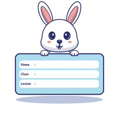 Illustration vector grapich of rabbit with blank sign perfect for templates cover book