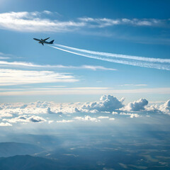 Fototapeta premium Helicopter flying over the mountains