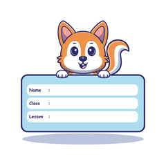 Illustration vector grapich of a squirrel holding a name book perfect for cover book