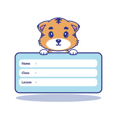 Illustration vector grapich of a tiger holding a name book perfect for cover book design 