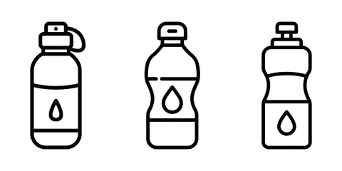 water-bottle outline or line icon design bundle.
