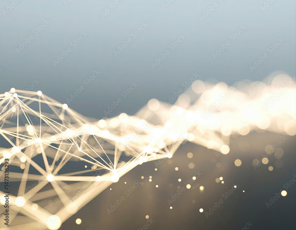 Poster digital network of interconnected points and lines with glowing
